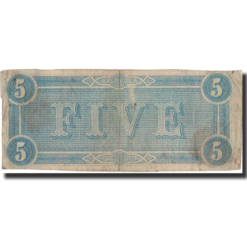 Banknote, Confederate States of America, 5 Dollars, 1864, 1864-02-17, KM:67