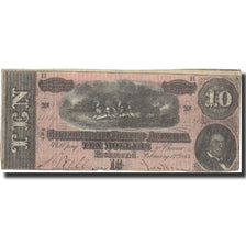 Biljet, Confederale Staten van Amerika, 10 Dollars, 1864, 1864-02-17, KM:68, TB+