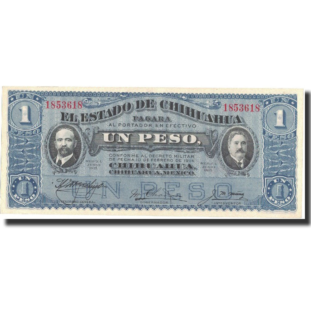 Banknote, Mexico - Revolutionary, 1 Peso, 1915, 1915-6, KM:S530b, UNC(65-70)