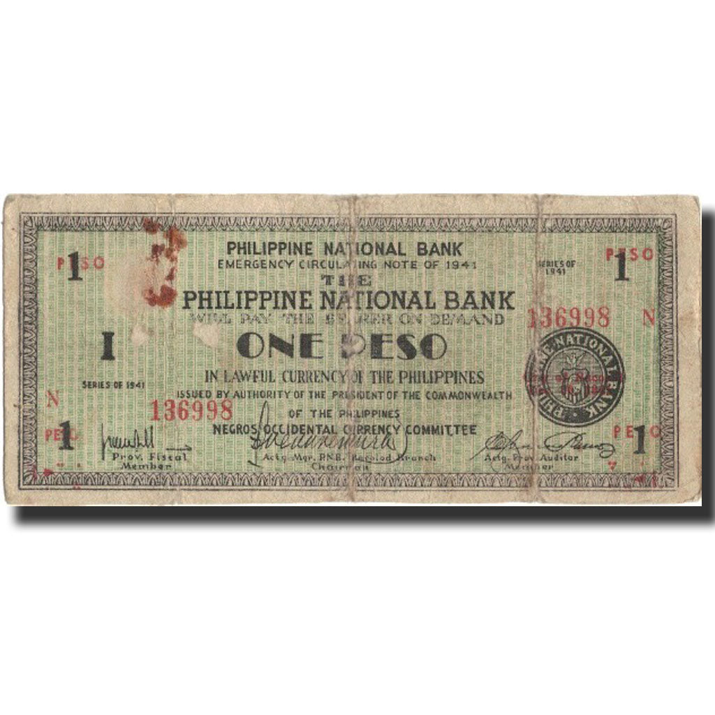 Banknote, Philippines, 1 Peso, 1941, 1941, KM:S612a, VG(8-10)