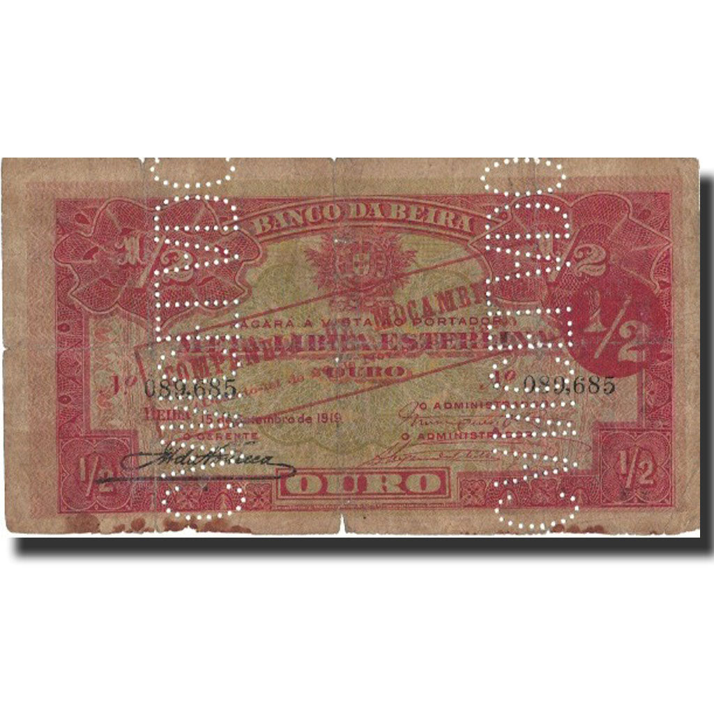 Geldschein, Mosambik, 1/2 Libra, 1919, 1919-09-15, KM:R5, SGE+
