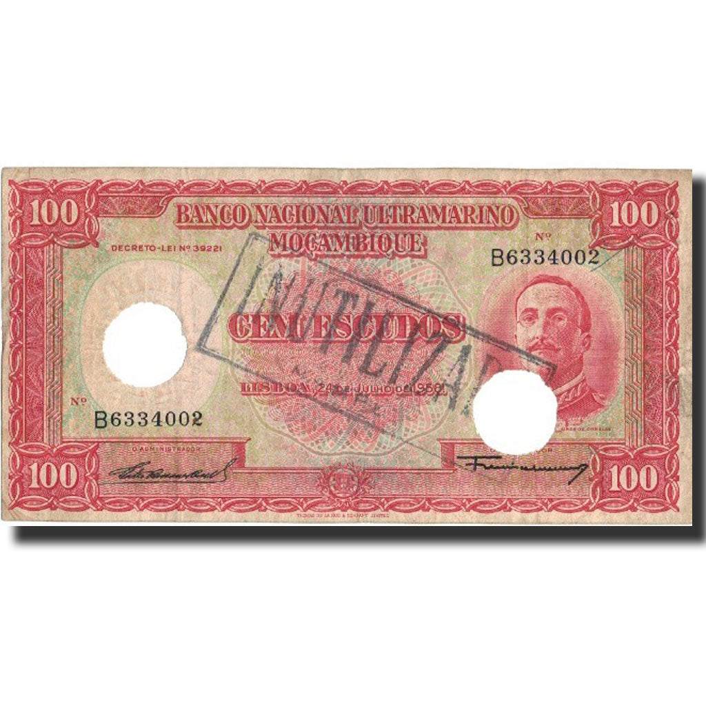 Biljet, Mozambique, 100 Escudos, 1958, 1958-07-24, KM:107, TB+