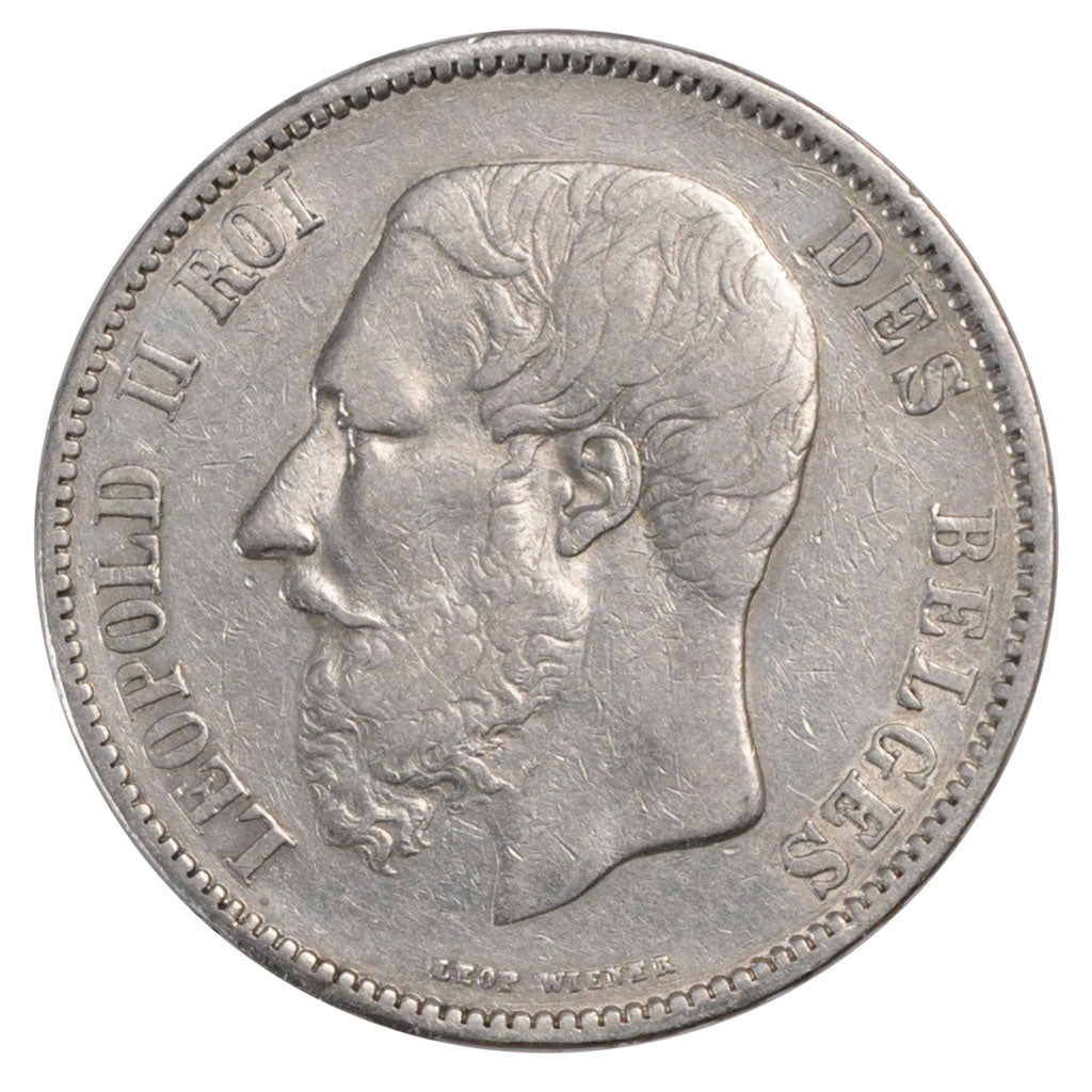 Belgio, 5 Francs, 1867, BB, Argento, KM:24