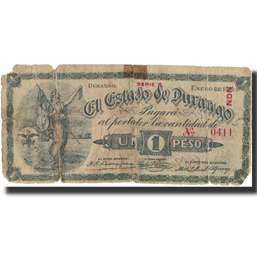 Banknote, Mexico - Revolutionary, 1 Peso, 1914, 1914-01, KM:S731a, VG(8-10)