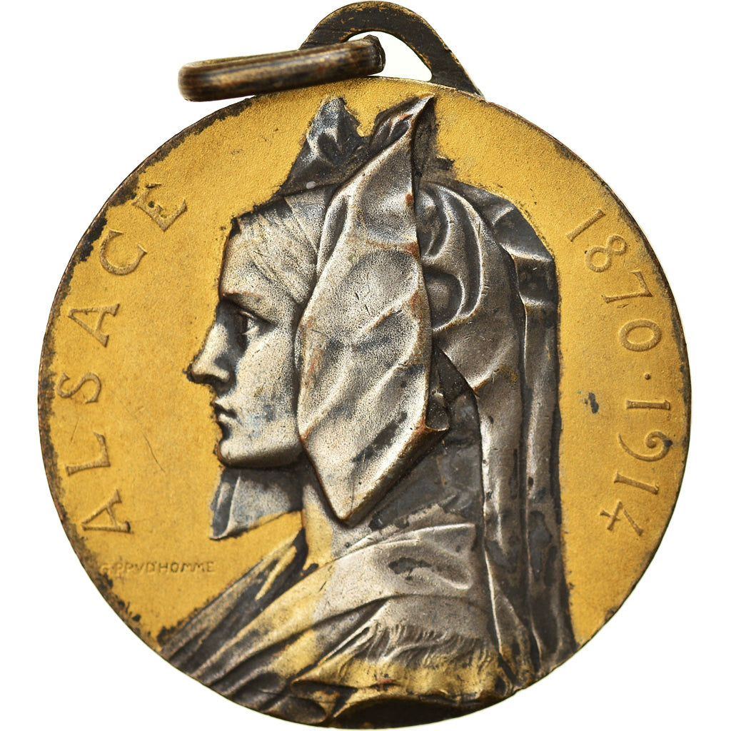 Francja, Medal, Alsace, Cigognes, Historia, 1870-1914, Prud'homme, AU(50-53)