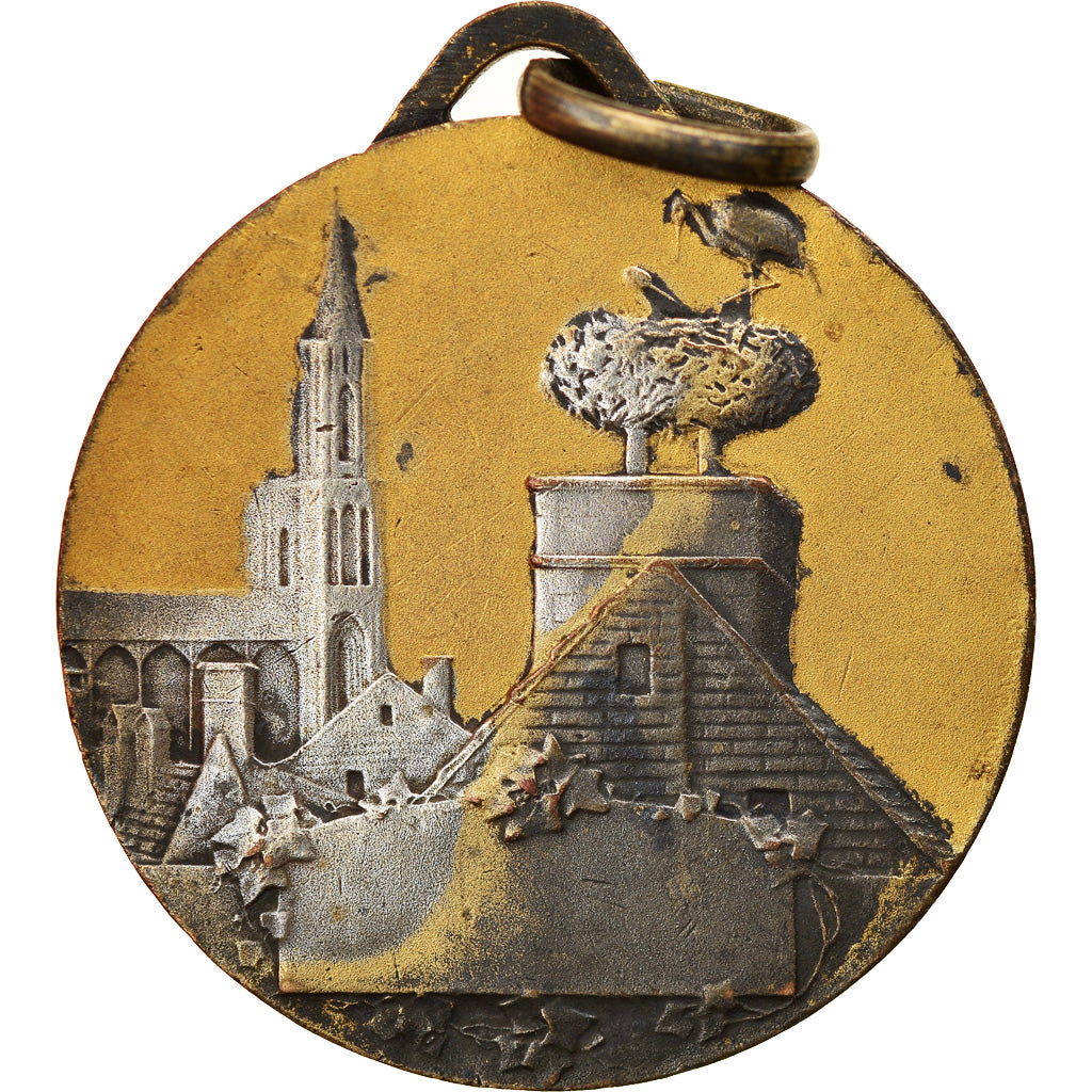 Francja, Medal, Alsace, Cigognes, Historia, 1870-1914, Prud'homme, AU(50-53)