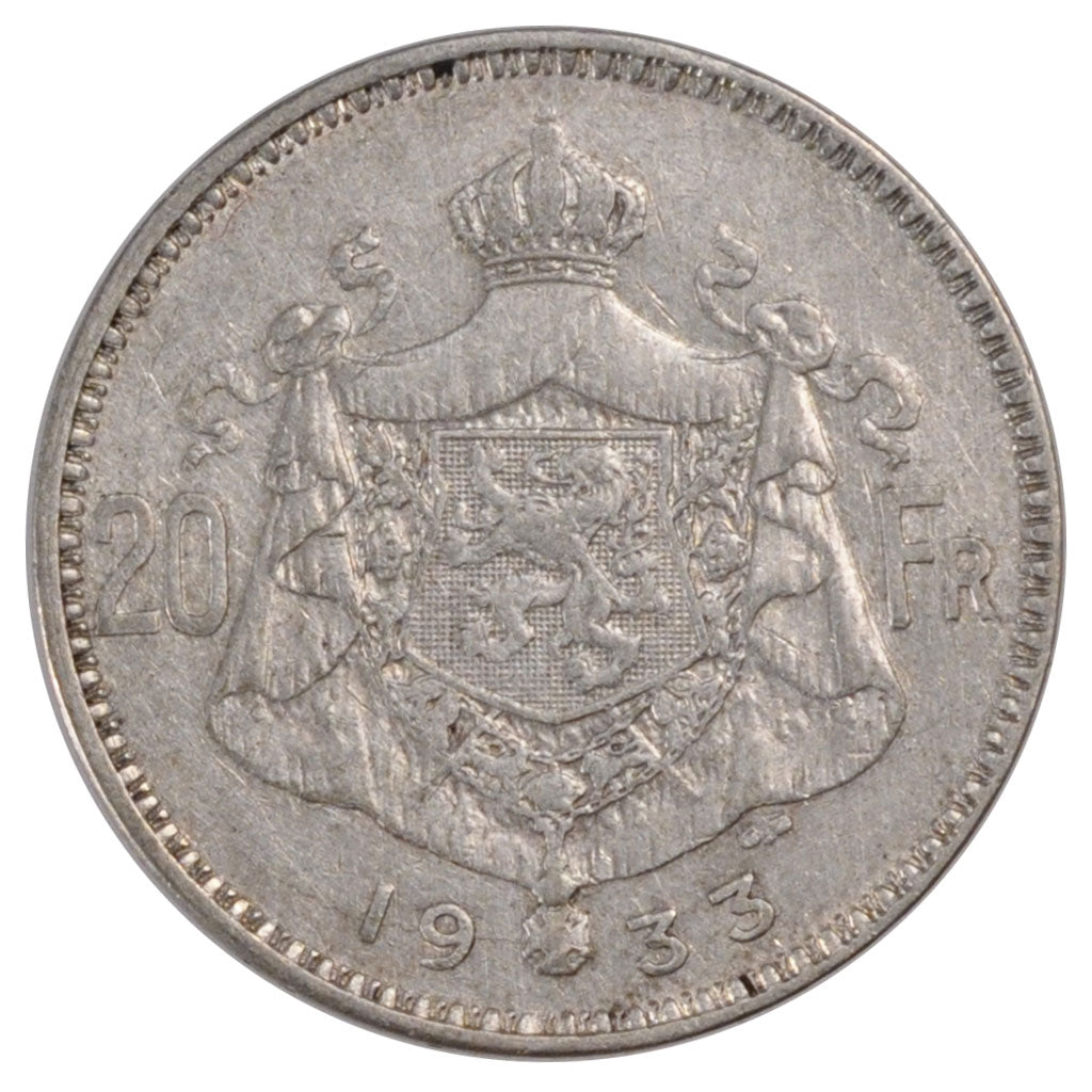 Münze, Belgien, 20 Francs, 20 Frank, 1933, SS, Silber, KM:104.1