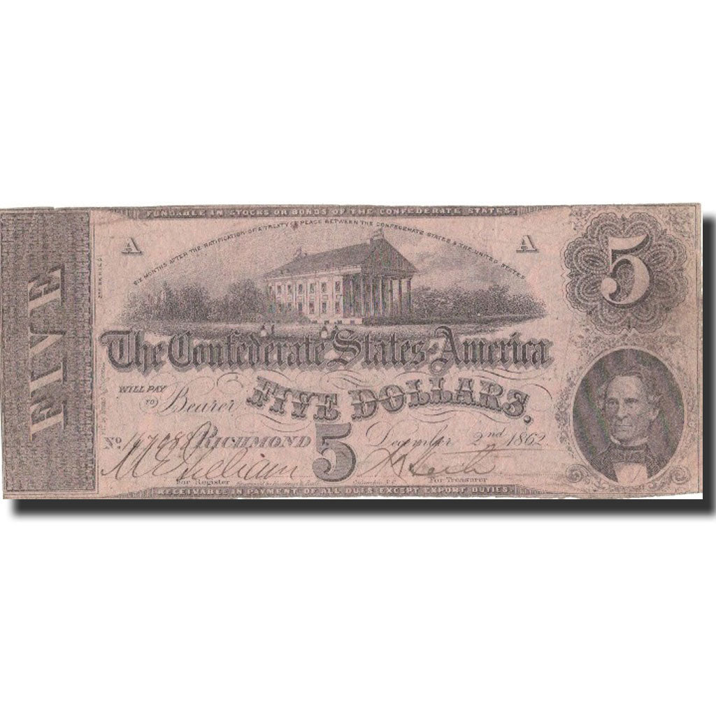 Banknote, United States, 5 Dollars, 1862, 1862-12-02, VF(20-25)