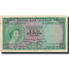 Banknote, Ceylon, 10 Rupees, 1953, 1953-07-01, KM:55, VF(30-35)