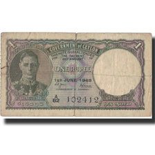 Biljet, Ceylon, 1 Rupee, 1948, 1948-06-01, KM:34, B+