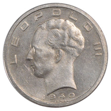 BELGIUM, 50 Francs, 50 Frank, 1940, KM #122.2, AU(55-58), Silver, 33, 20.05