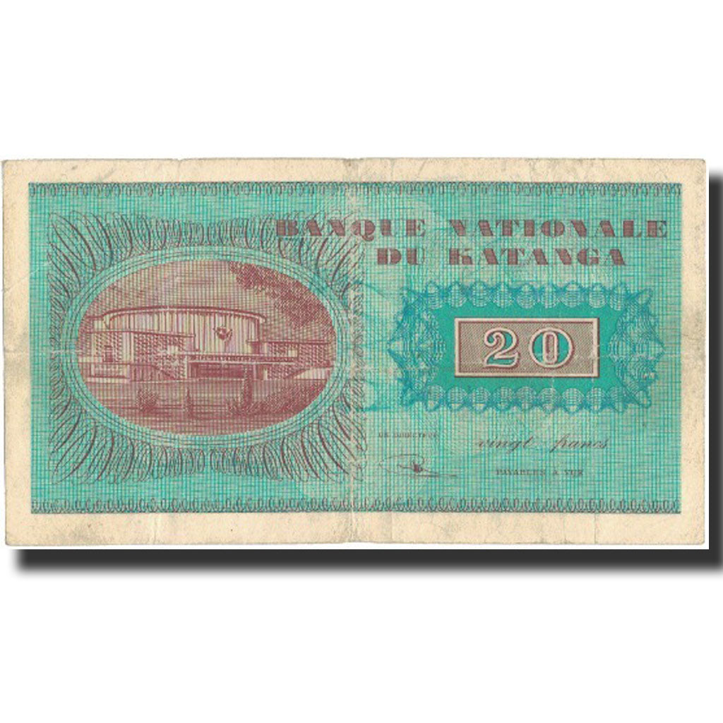 Banknote, Katanga, 20 Francs, 1960, 1960-11-21, KM:6a, EF(40-45)