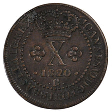 Brasile, 10 Reis, 1820, Rio de Janeiro, BB+, Rame, KM:314.1