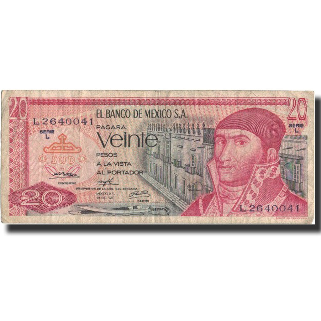 Billete, 20 Pesos, 1972, México, 1972-12-29, KM:64a, BC+