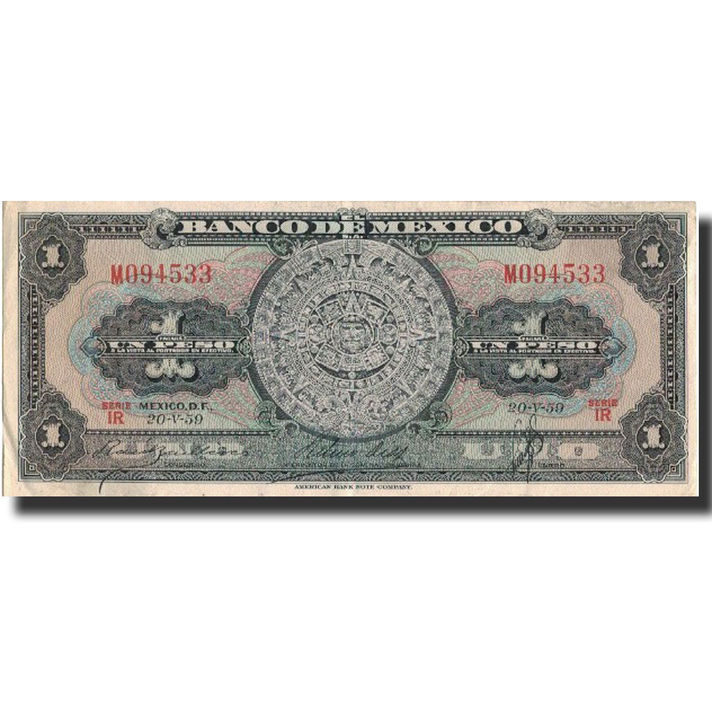Banknote, Mexico, 1 Peso, 1959, 1959-05-20, KM:59f, VF(20-25)