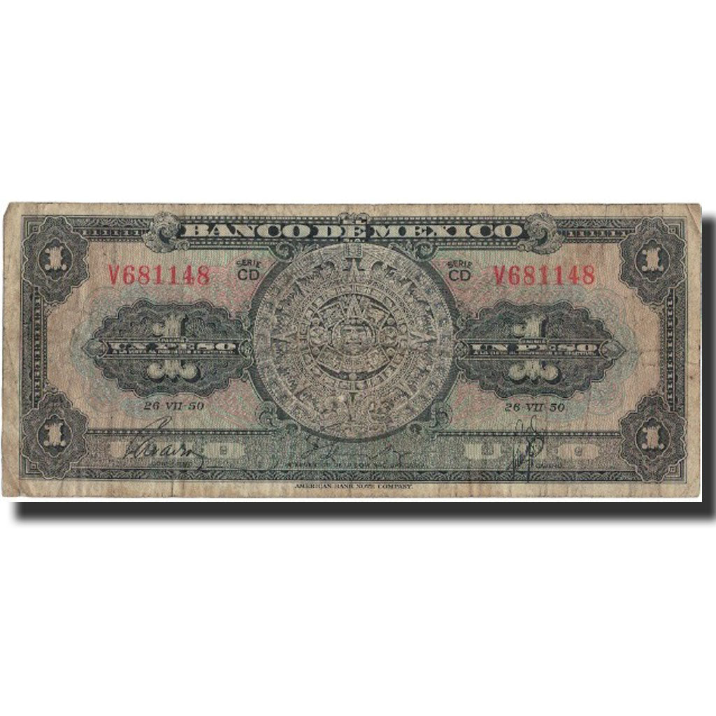Billete, 1 Peso, 1950, México, 1950-07-26, KM:46b, BC