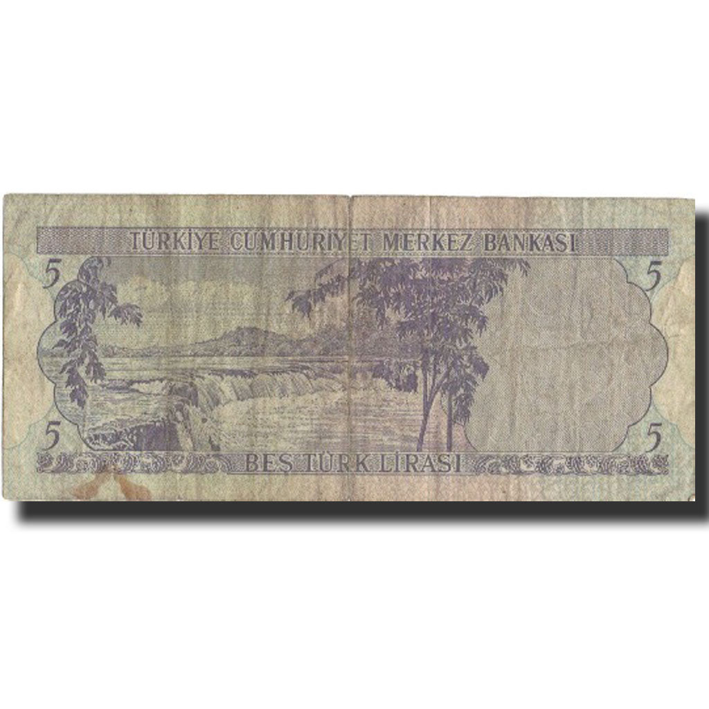 Biljet, Turkije, 5 Lira, 1968, 1968-01-08, KM:179, TB