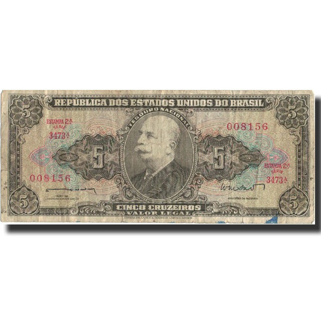Banconote, Brasile, 5 Cruzeiros, Undated (1962-64), Undated, KM:176a, MB