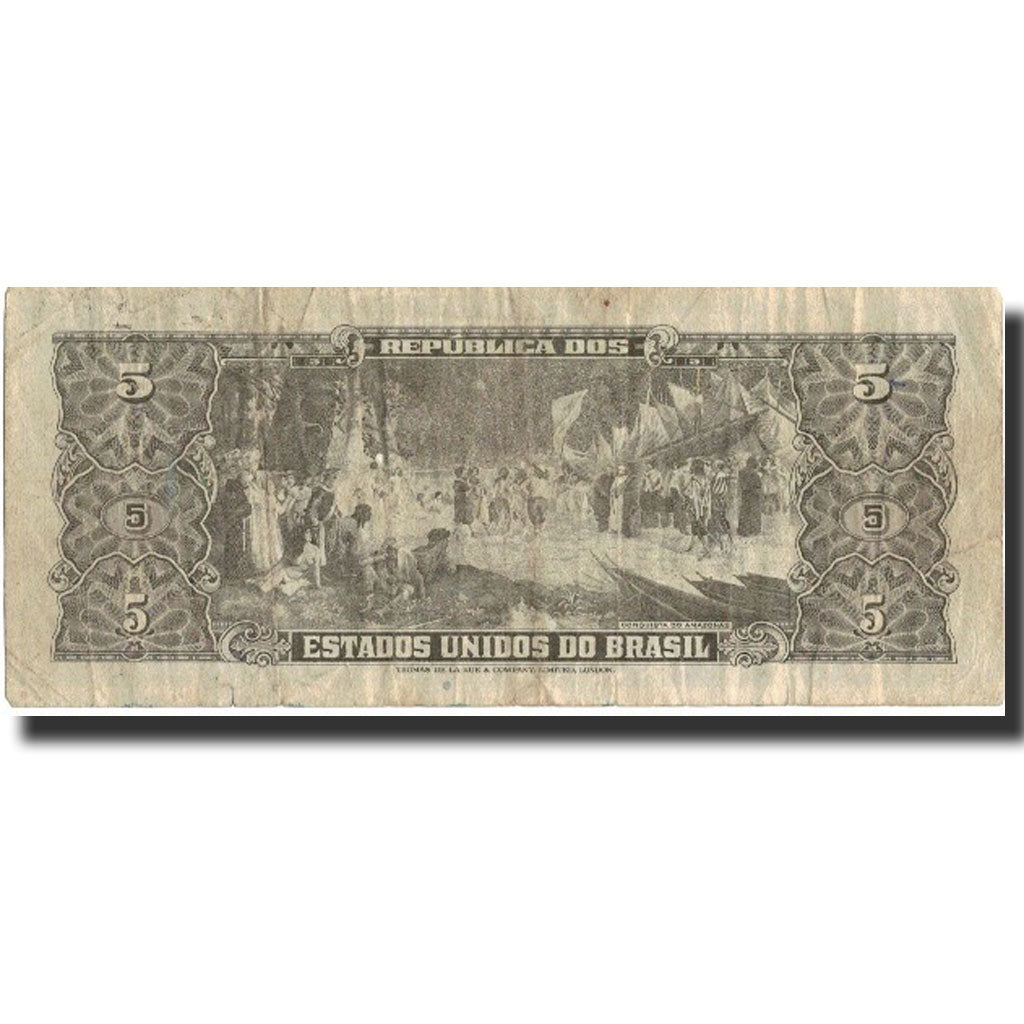 Banconote, Brasile, 5 Cruzeiros, Undated (1962-64), Undated, KM:176a, MB