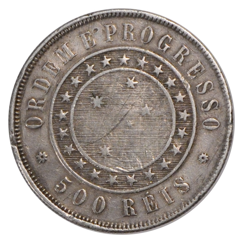 Brazil, 500 Reis, 1889, KM #494, EF(40-45), Silver, 6.33