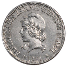 BRAZIL, 1000 Reis, 1911, KM #507, AU(50-53), Silver, 10.01