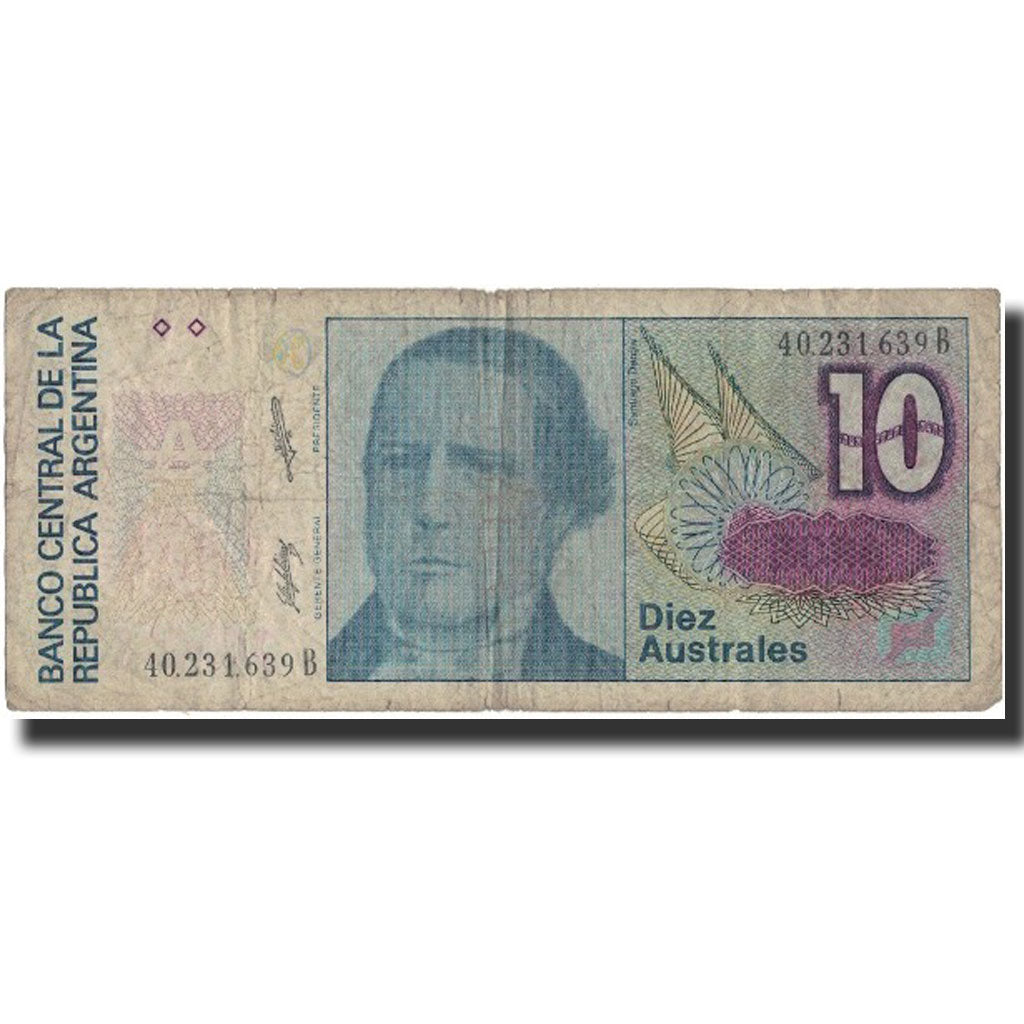 Banconote, Argentina, 10 Australes, 1989, Undated (1985-1989), KM:325a, MB+