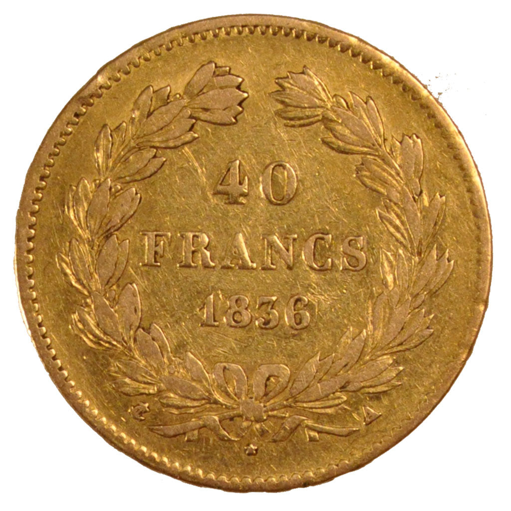 FRANCE, Louis-Philippe, 40 Francs, 1836, Paris, KM #747.1, EF(40-45), Gold,...