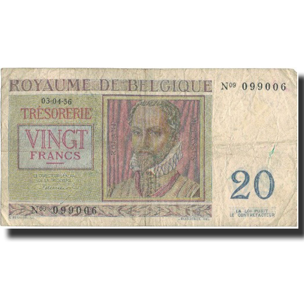 Banknote, Belgium, 20 Francs, 1966, 1966-04-03, KM:132b, VF(30-35)