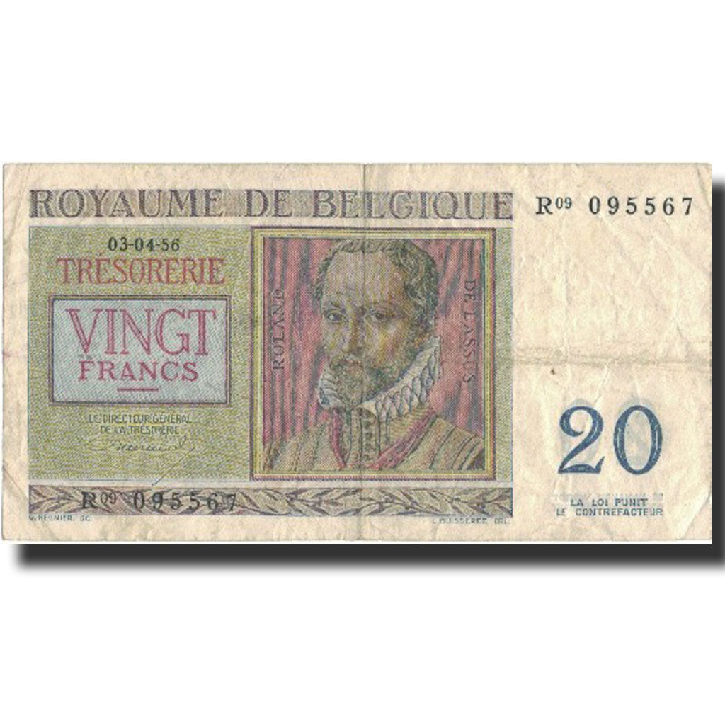 Banknote, Belgium, 20 Francs, 1966, 1956-04-03, KM:132b, VF(30-35)