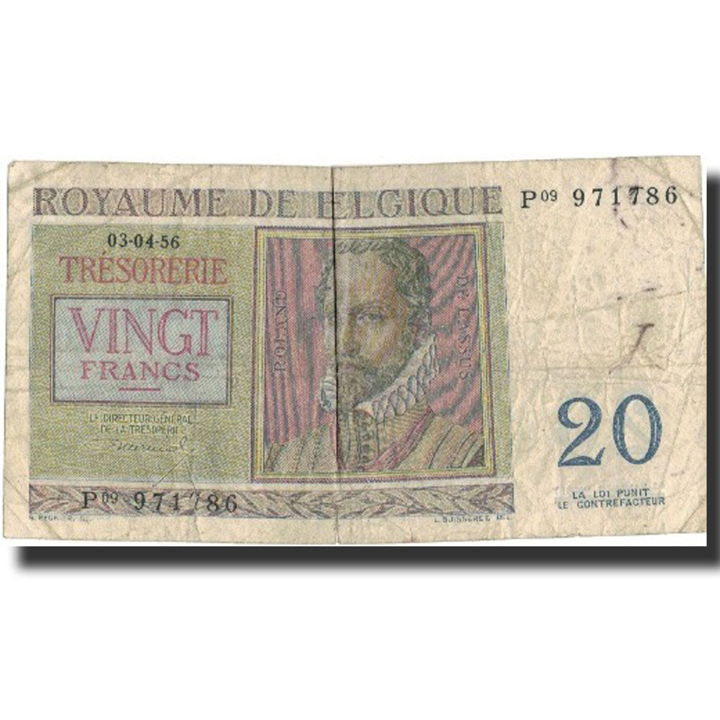 Billete, 20 Francs, 1966, Bélgica, 1966-04-03, KM:132b, BC