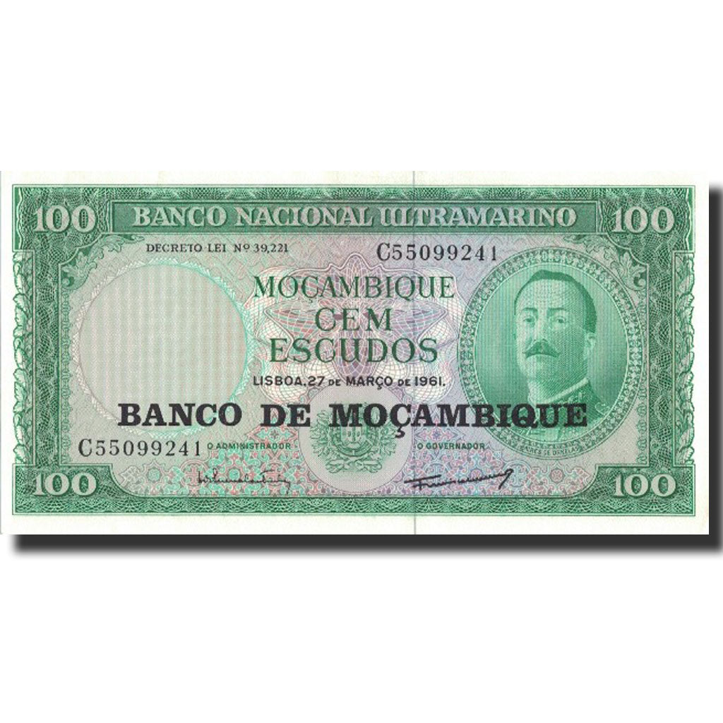Banknote, Mozambique, 100 Escudos, 1961, 1961-03-27, KM:109a, UNC(60-62)