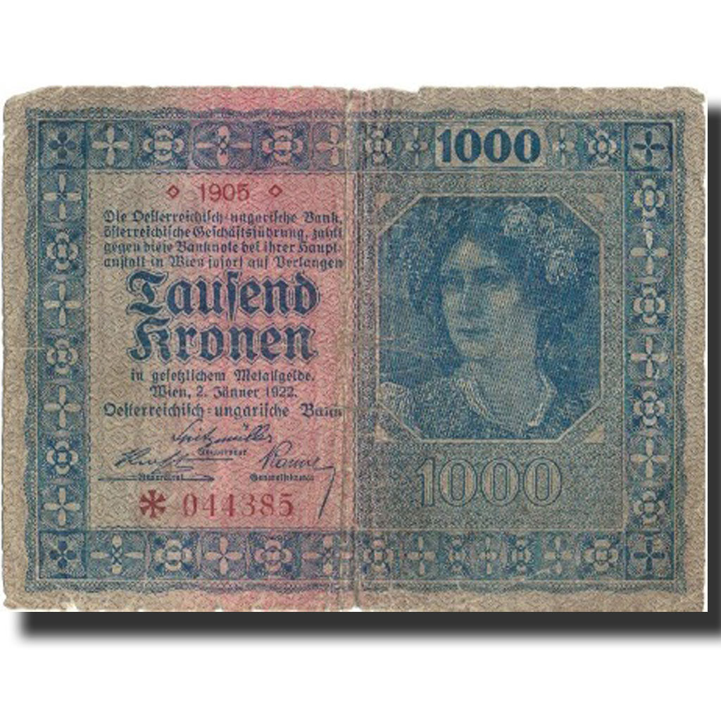 Banknote, Austria, 1000 Kronen, 1922, 1922-01-02, KM:78, VF(20-25)