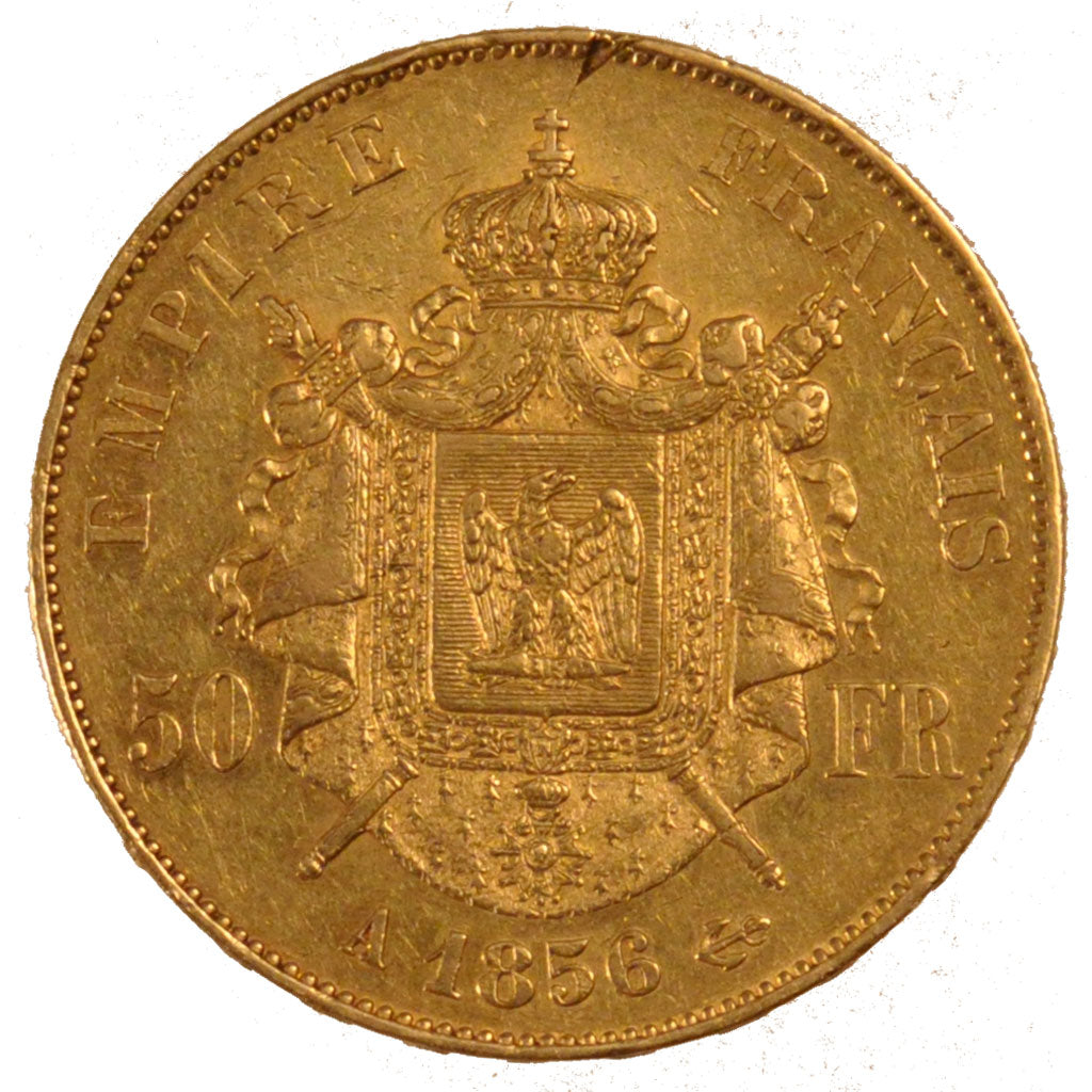 FRANCE, Napoléon III, 50 Francs, 1856, Paris, KM #785.1, EF(40-45), Gold, Gadour