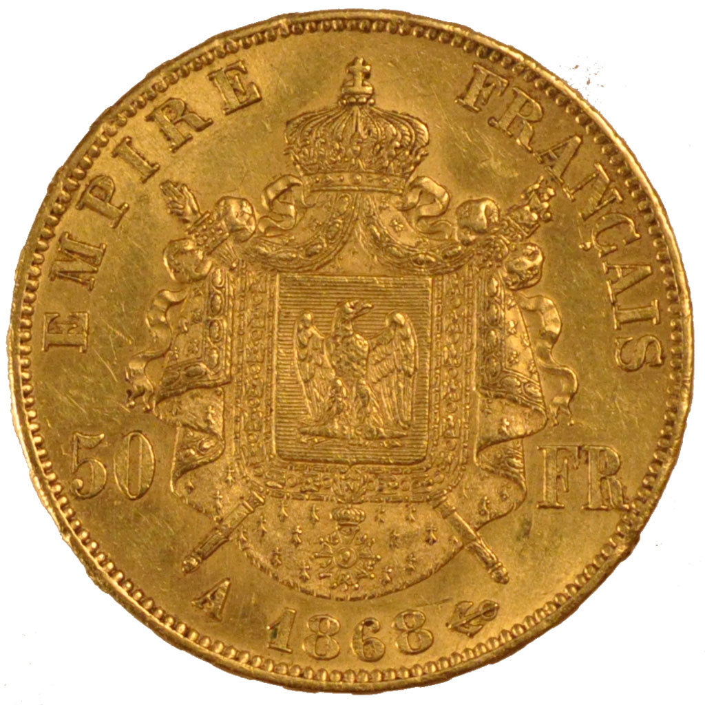FRANCE, Napoléon III, 50 Francs, 1868, Paris, KM #804.1, AU(55-58), Gold, Gadour