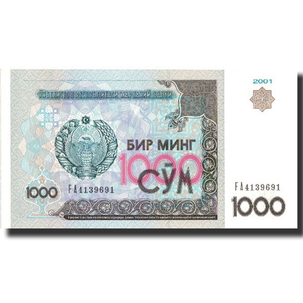 Banknot, Uzbekistan, 1000 Sum, 2001, 2001, KM:82, UNC(65-70)