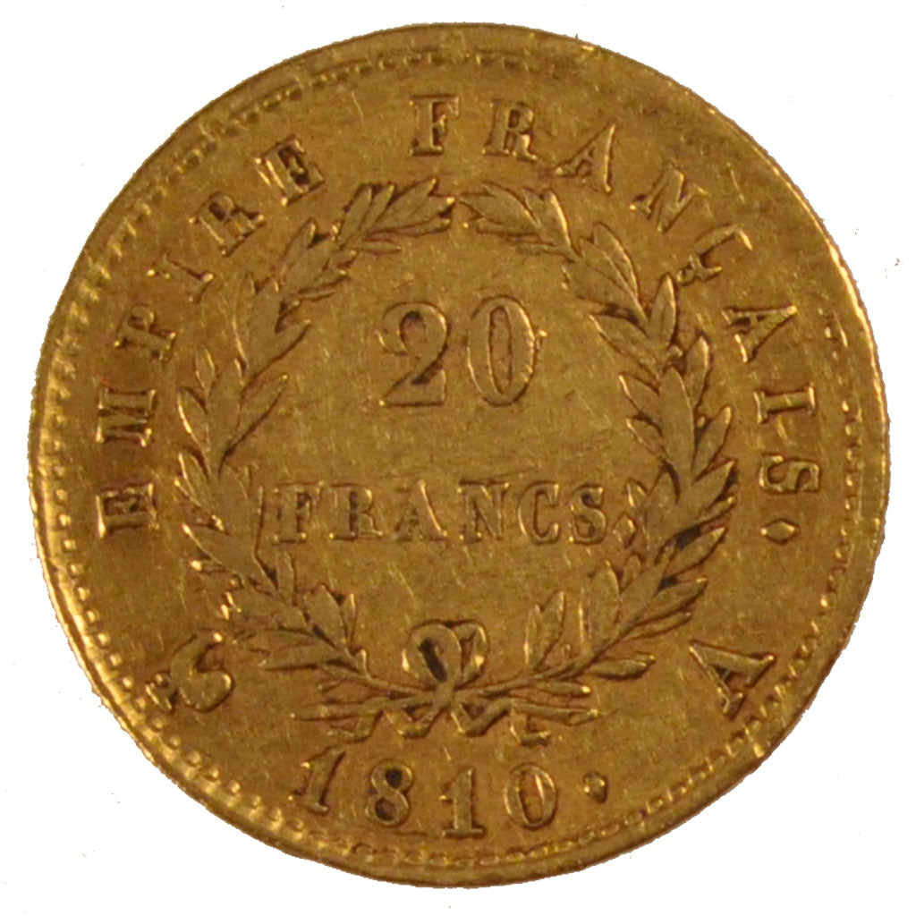 FRANCE, Napoléon I, 20 Francs, 1810, Paris, KM #695.1, EF(40-45), Gold, Gadoury 