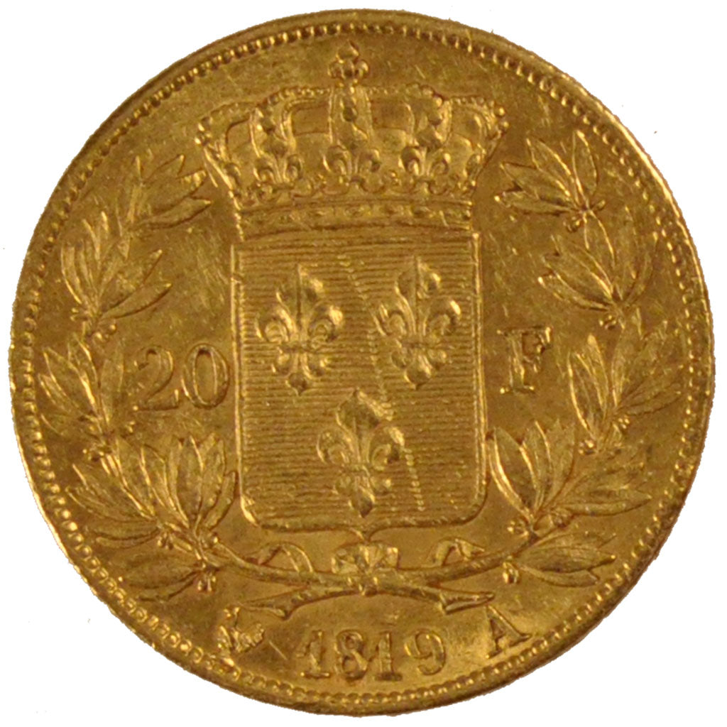 FRANCE, Louis XVIII, 20 Francs, 1819, Paris, KM #712.1, AU(55-58), Gold,...