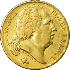Moneda, Francia, Louis XVIII, Louis XVIII, 20 Francs, 1820, Paris, MBC, Oro