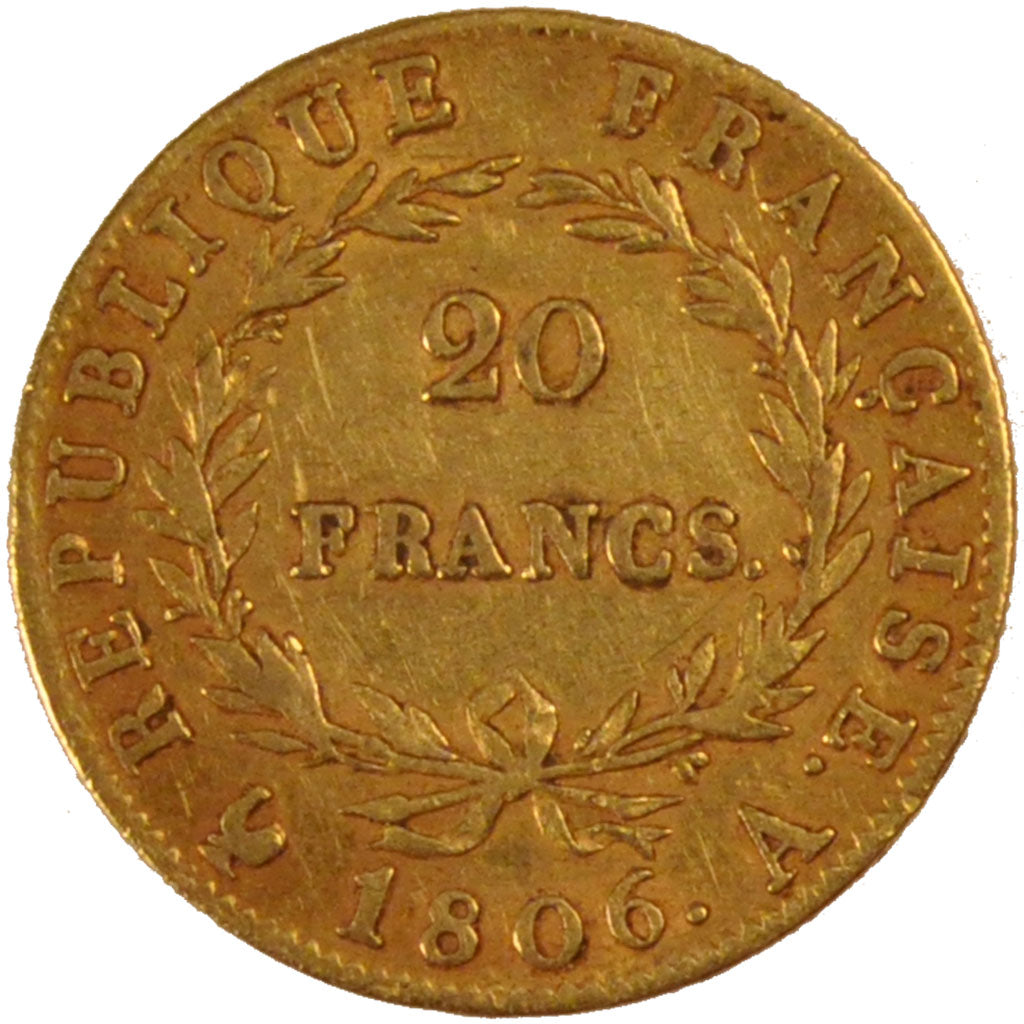 Premier Empire, 20 Francs or Napoléon I tête nue