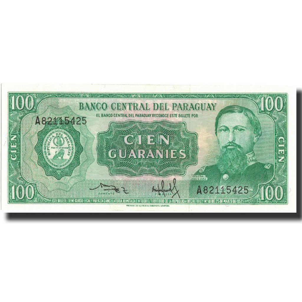Banknote, Paraguay, 100 Guaranies, L1952, 1952, KM:198a, UNC(65-70)