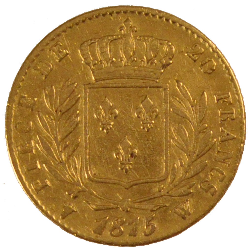 FRANCE, Louis XVIII, 20 Francs, 1815, Lille, KM #706.6, VF(30-35), Gold,...