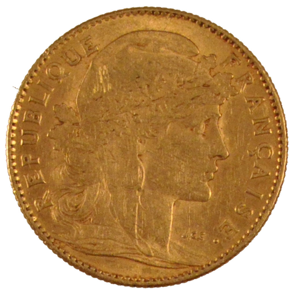 FRANCE, Marianne, 10 Francs, 1906, Paris, KM #846, AU(50-53), Gold, Gadoury...