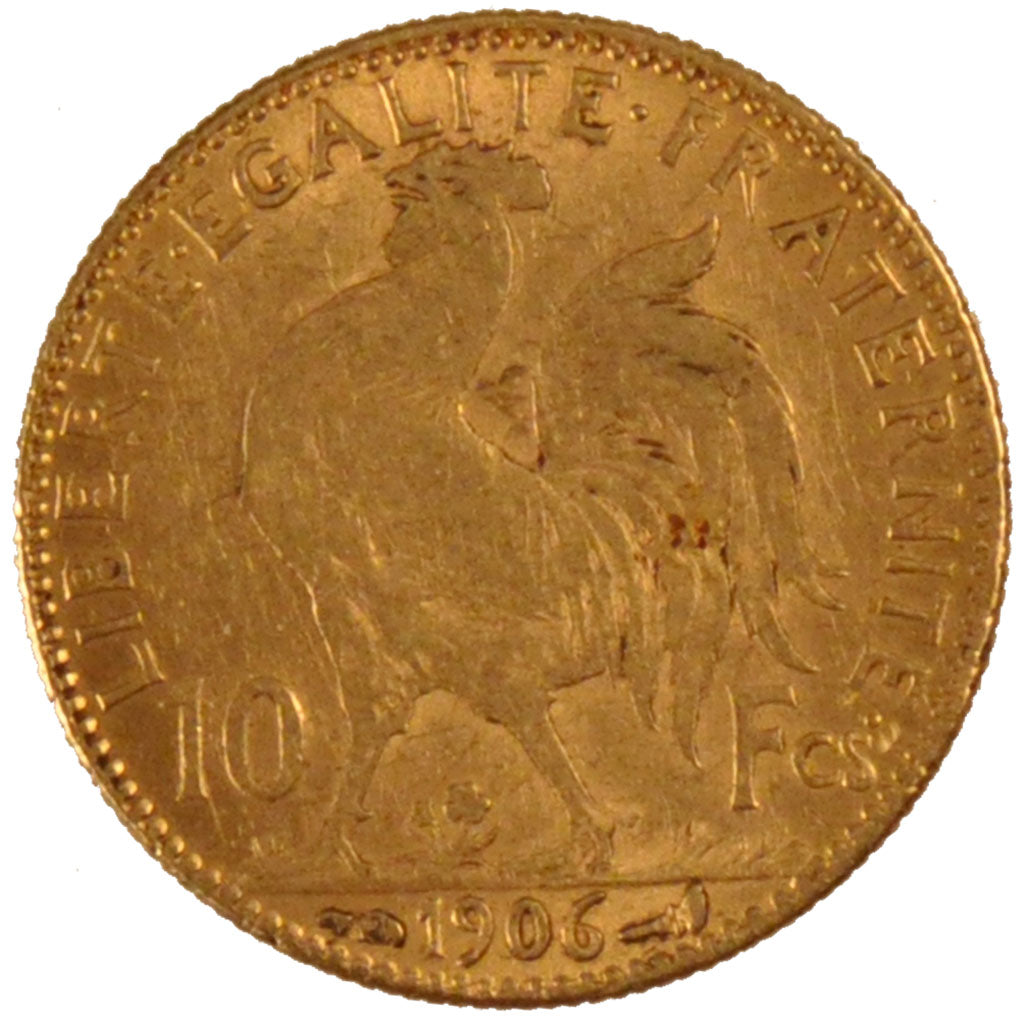 FRANCE, Marianne, 10 Francs, 1906, Paris, KM #846, AU(50-53), Gold, Gadoury...
