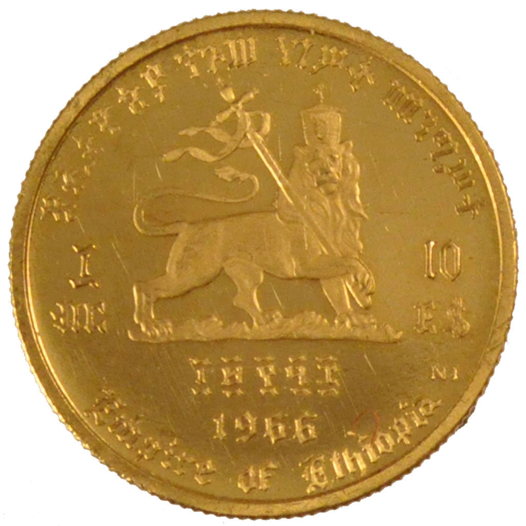 ETHIOPIA, 10 Dollars, 1966, KM #38, MS(63), Gold, 4.09