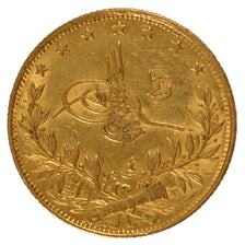 TURKEY, 100 Kurush, 1912, Qustantiniyah, KM #754, AU(50-53), Gold, 7.18