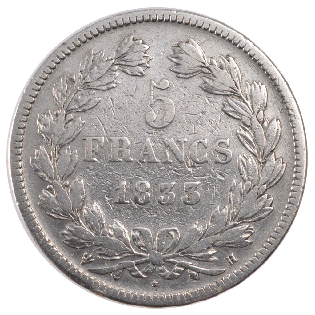 Monnaie, France, Louis-Philippe, 5 Francs, 1833, La Rochelle, TB, Argent