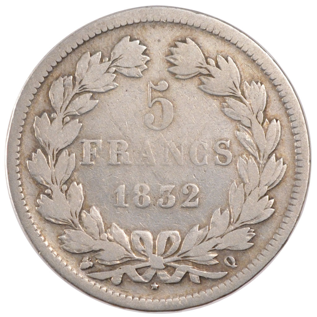 FRANCE, Louis-Philippe, 5 Francs, 1832, Perpignan, KM #749.11, VF(20-25),...