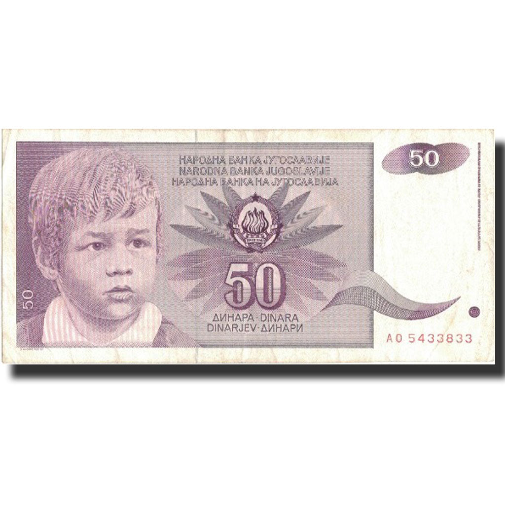 Biljet, Joegoslaviëe, 50 Dinara, 1990, 1990-06-01, KM:104, TTB