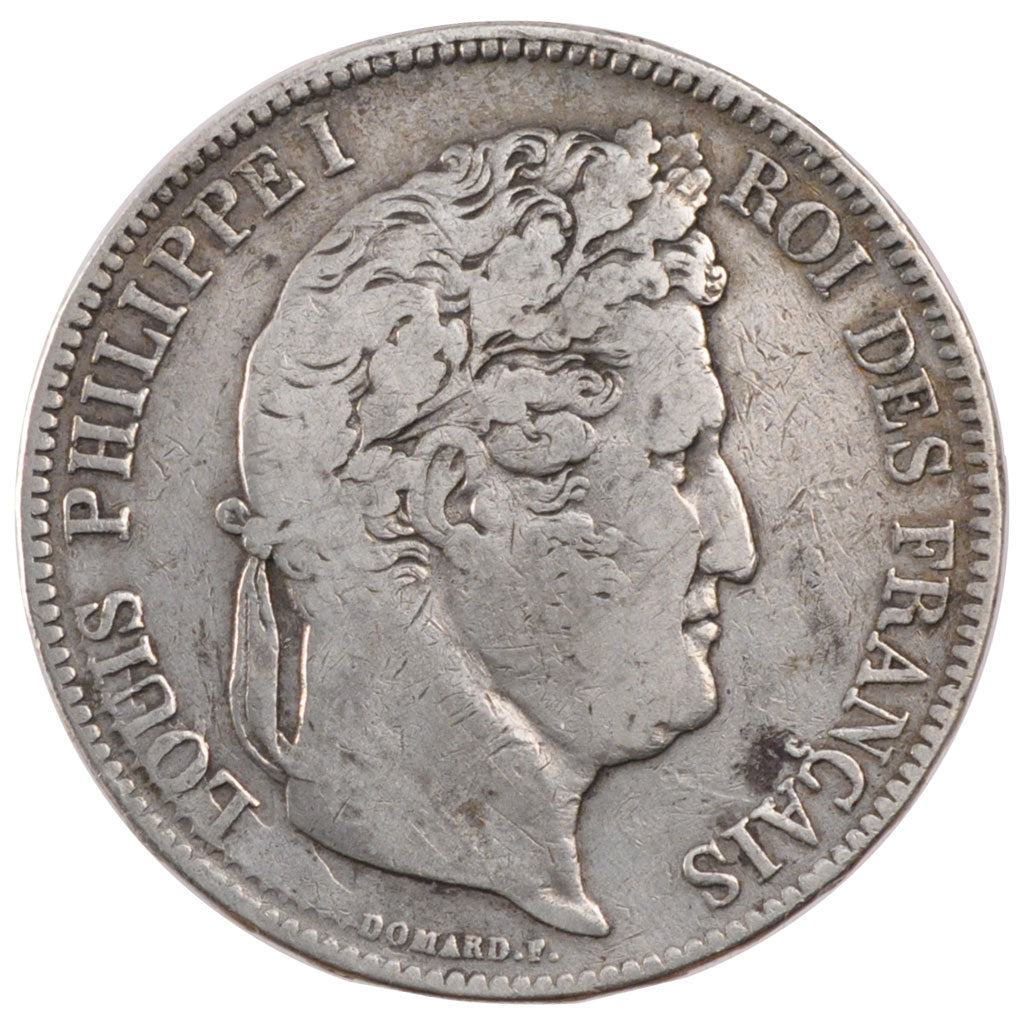 FRANCE, Louis-Philippe, 5 Francs, 1832, Lyon, KM #749.4, VF(30-35), Silver,...