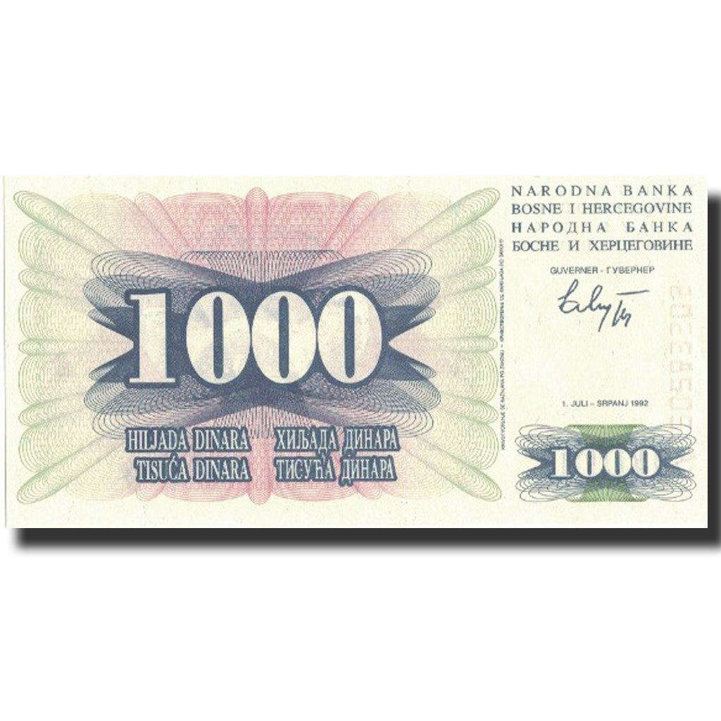 Billete, 1000 Dinara, 1992, Bosnia - Herzegovina, 1992-07-01, KM:15a, UNC